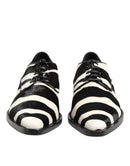 Black White Zebra Pony Fur Dress Shoes