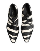 Black White Zebra Pony Fur Dress Shoes