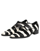 Black White Zebra Pony Fur Dress Shoes
