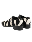 Black White Zebra Pony Fur Dress Shoes
