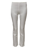 Ivory Silk Tapered High Waist Pants