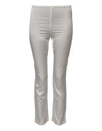 Ivory Silk Tapered High Waist Pants