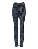 Blue Graphic Print Cotton Skinny Denim Jeans