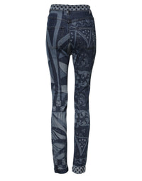 Blue Graphic Print Cotton Skinny Denim Jeans