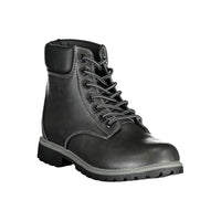 Black Polyurethane Women Ankle Boot