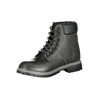 Black Polyurethane Women Ankle Boot