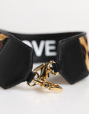 Black Leopard Print Reversible Bag Shoulder Strap