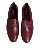 Burgundy Calfskin Leather Formal Slip On Shoes