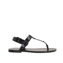 Black Calfskin Flat Sandals