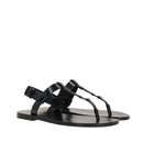 Black Calfskin Flat Sandals