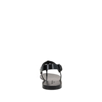 Black Calfskin Flat Sandals