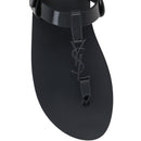 Black Calfskin Flat Sandals