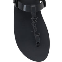 Black Calfskin Flat Sandals