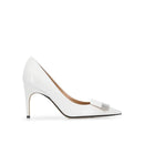 White Calfskin High Heel Pumps