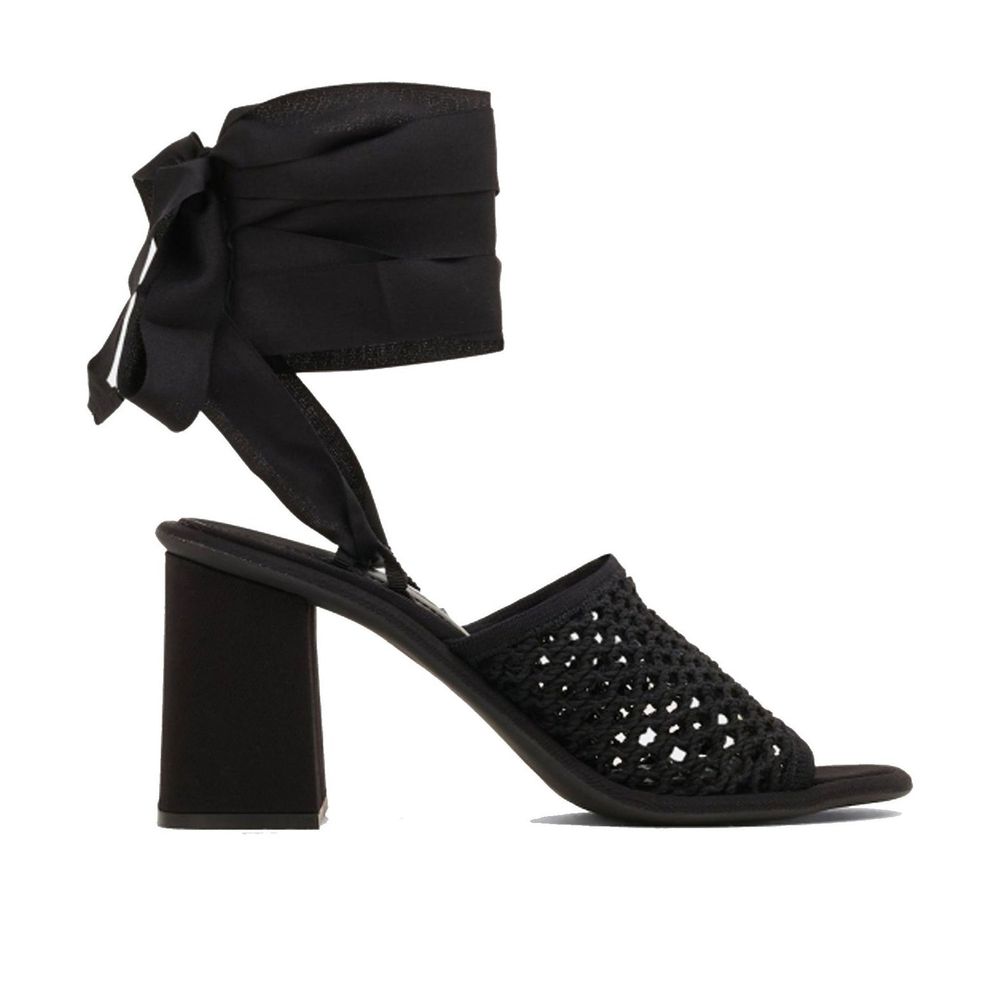 Black Fabric Strap-On Sandals
