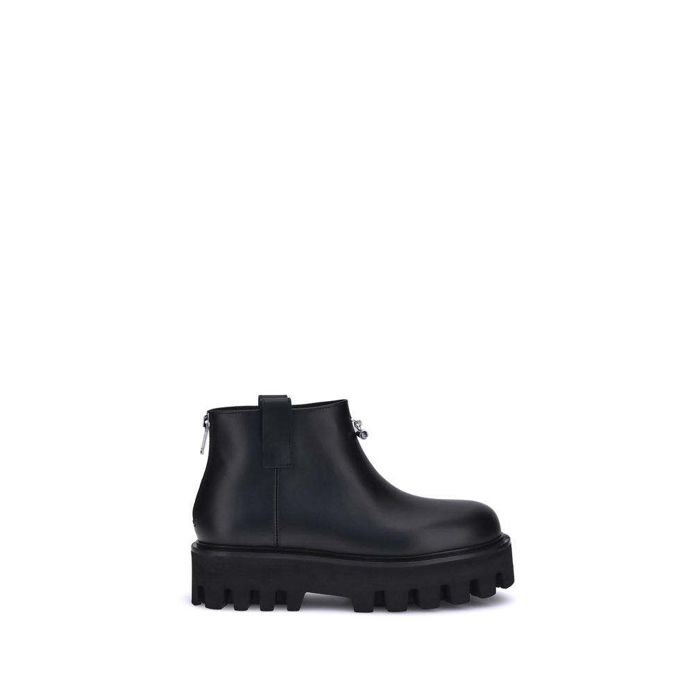 Black Calf Leather Bos Taurus Ankle Boots