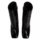 Black Jackie Leather Mid Calf Boots Shoes