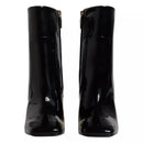 Black Jackie Leather Mid Calf Boots Shoes