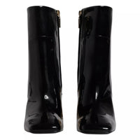 Black Jackie Leather Mid Calf Boots Shoes