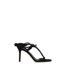 Black Leather Stiletto Heel Sandals