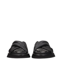 Black Leather Slippers