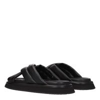 Black Leather Slippers