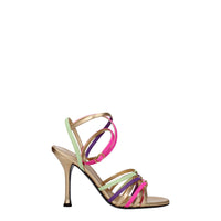 Multicolor Leather Stiletto Heel Sandals