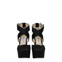 Black Satin Platform Sandals