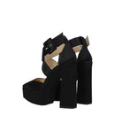 Black Satin Platform Sandals