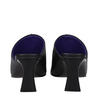 Black Leather Stiletto Heel Sandals