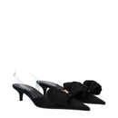 Black Satin Flat Sandals