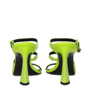 Green Leather Stiletto Heel Sandals