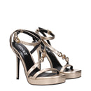 Gold Leather Stiletto Heel Sandals