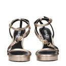 Gold Leather Stiletto Heel Sandals