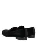 Black Velvet Slip On Loafers Men Formal Shoes