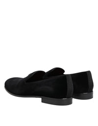 Black Velvet Slip On Loafers Men Formal Shoes