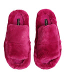 Pink Acrylic Faux Fur Mens Flats Sandals Shoes