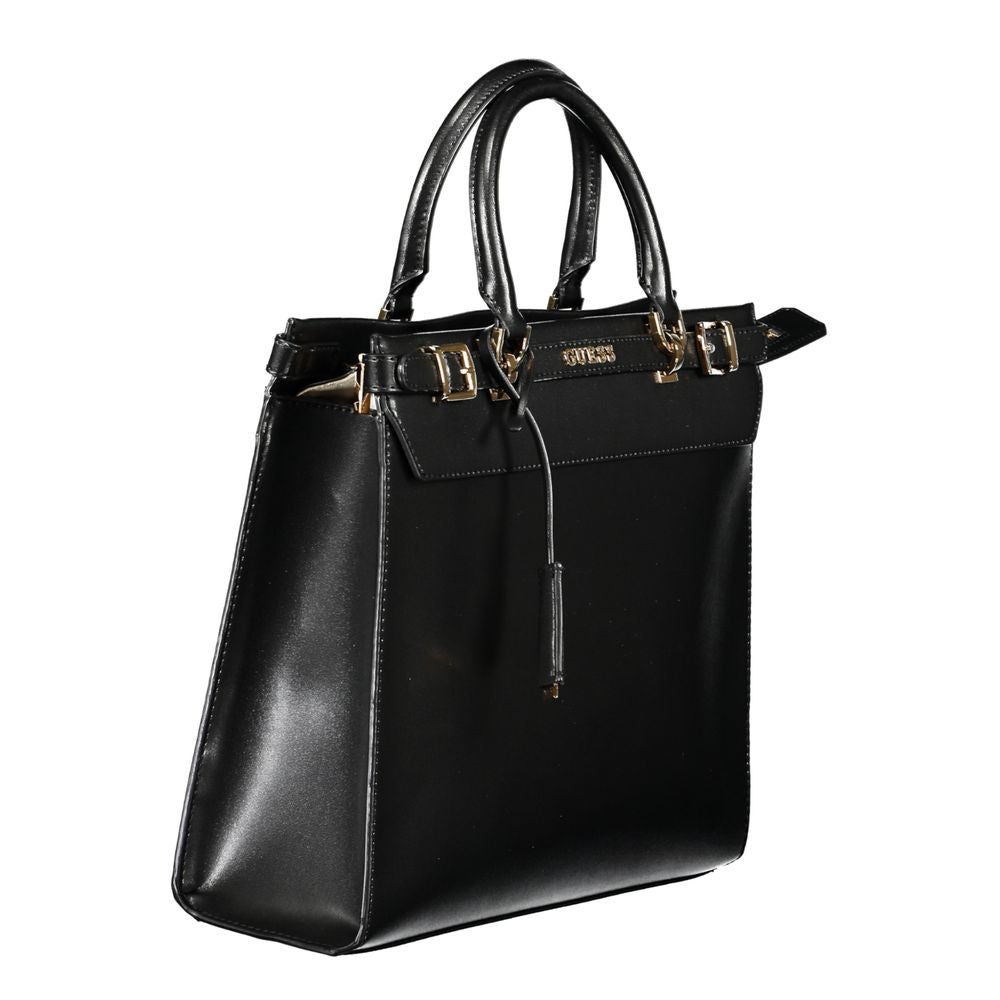 Black Polyurethane Women Handbag