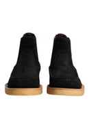 Black Calf Suede Slip On Ankle Boots Shoes