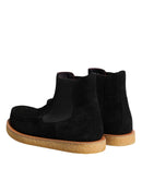 Black Calf Suede Slip On Ankle Boots Shoes
