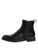Black Chelsea Leather Mid Calf Boots Shoes