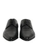Black Exotic Leather Lace Up Derby Shoes