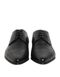 Black Exotic Leather Lace Up Derby Shoes