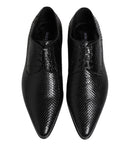 Black Exotic Leather Lace Up Derby Shoes