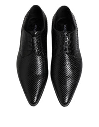 Black Exotic Leather Lace Up Derby Shoes