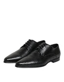 Black Exotic Leather Lace Up Derby Shoes