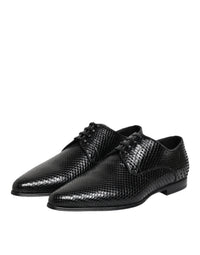 Black Exotic Leather Lace Up Derby Shoes