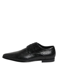 Black Exotic Leather Lace Up Derby Shoes