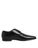 Black Exotic Leather Lace Up Derby Shoes