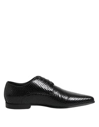 Black Exotic Leather Lace Up Derby Shoes